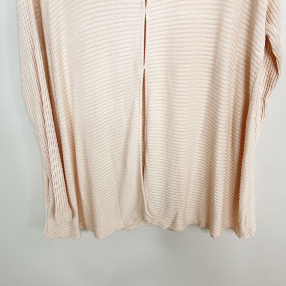 Free People L Pale Pink Lover Rib Split Back Pullover Thermal Top Long Sleeve - Picture 6 of 11